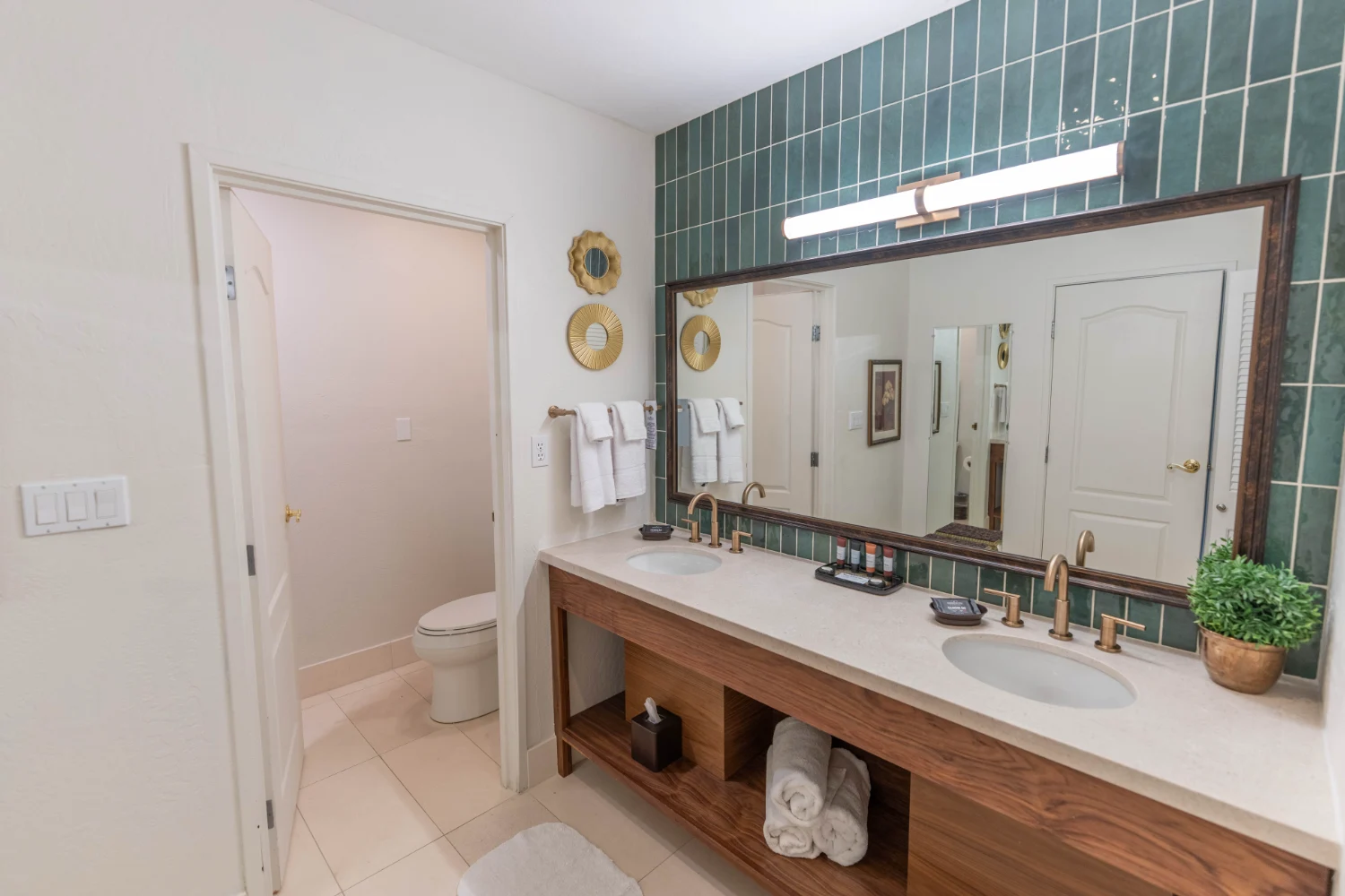 Superior King Accessible Bathroom with Double Vanity Accessible bathroom with double vanity, large mirror, and spacious layout in Prescott hotel